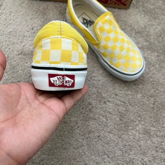 Yellow Checkered classic Slip On Vans - Picture 3 of 11